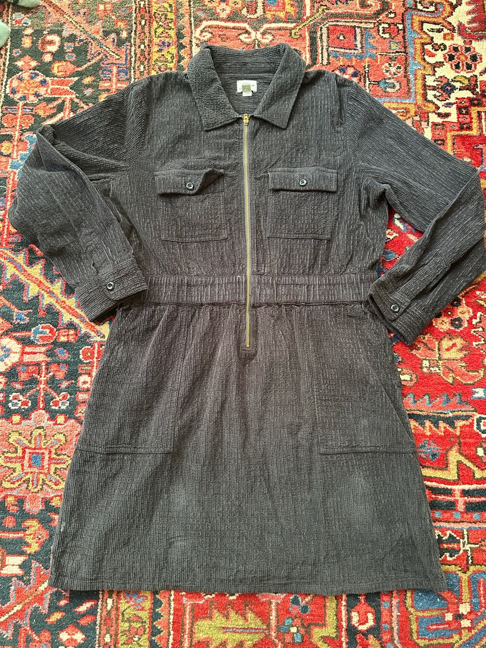 J.Crew Women’s Corduroy Stretch Zippered Mini Dress Size 14 Dk. Brown